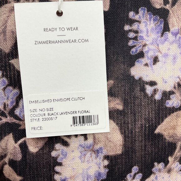 Zimmermann Black Lavender Floral Embellished Envelope Clutch - Picture 10 of 13